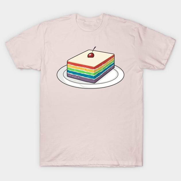 Rainbow cake cartoon illustration T-Shirt by Miss Cartoon